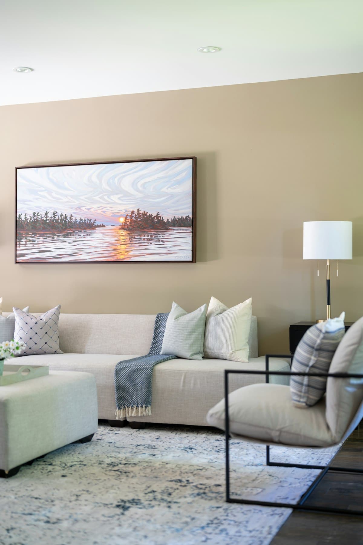 An elegant finished living room with painted walls