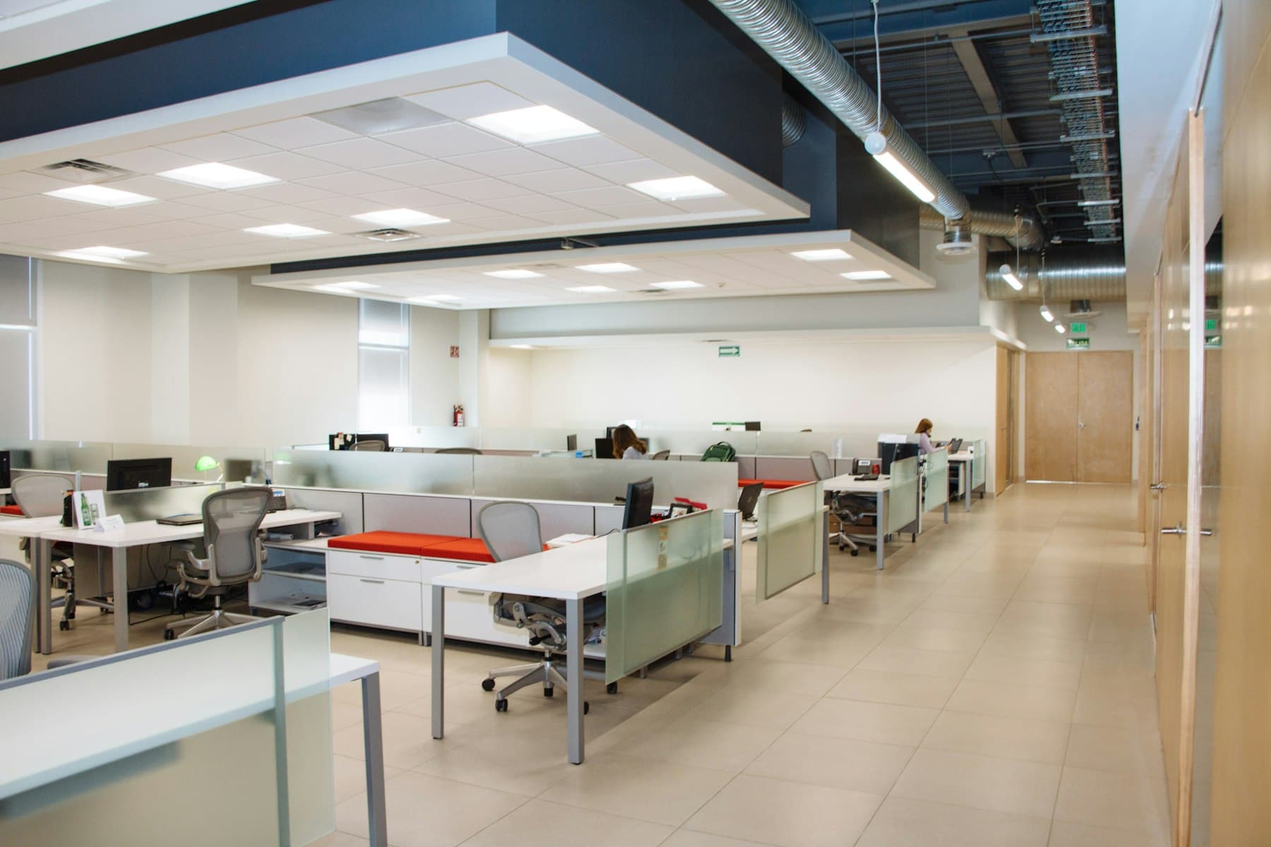A clean, modern open-plan commercial office interior